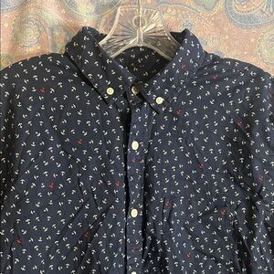 Express Men’s Navy Anchor Button-Down Shirt – Size Medium (15–15½)